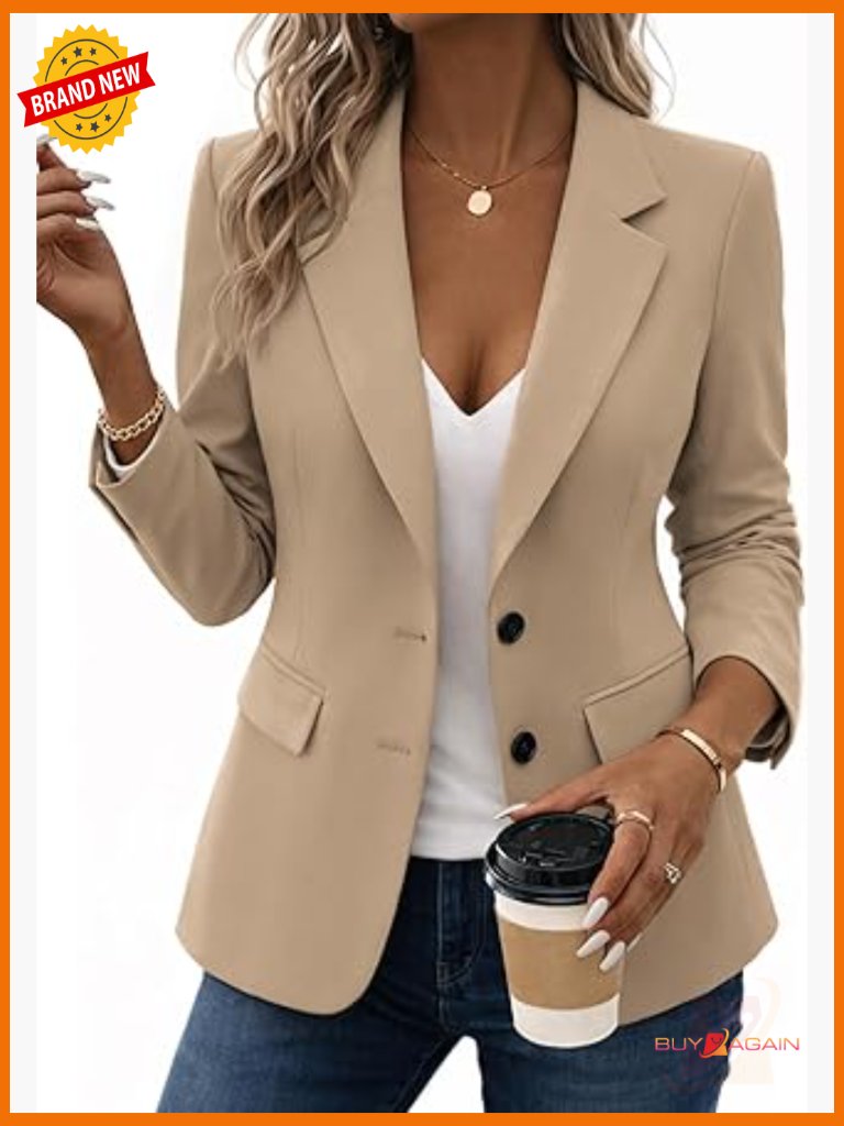 Women's Casual Blazer Jacket Lightweight Lined Classy Work Office Suit